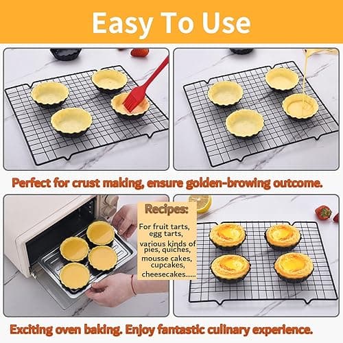 DATANYA 16 Pack Mini Tart Pans 4 Inch with Removable Bottom Round Nonstick Quiche Pan, Heavy Duty Fluted Side Tart Molds for Pies, Mousse Cakes, Dessert Baking thumbnail 6