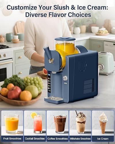 Slush Machine & Ice Cream Maker Machine 2-IN-1, for Smoothies, Margarita | 6 Modes for Smoothies, Milkshakes, Margarita, and Ice Cream, Double-Layer Tank, With Ice Cream Cone Holder, Home Use thumbnail 8