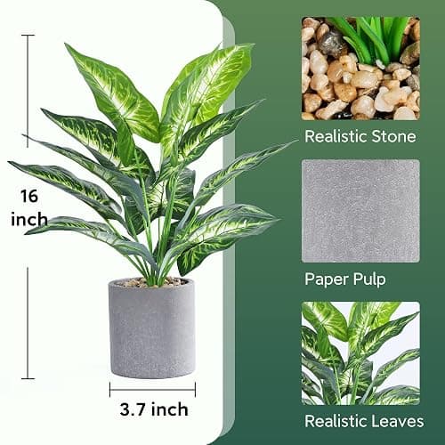 JC nateva 16" Small Fake Plants Artificial Potted Faux Plants for Office Desk Shelf Bathroom Home Decor Indoor thumbnail 3