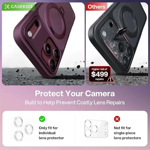 CASEKOO Burgundy for iPhone 18 Pro Max Case with 360 Spin Magnetic Stand | 18FT Mil-Grade Protection, Fit for MagSafe, Shockproof Ring Holder 18 Pro Max Case Slim Ergonomic Frame, Matte Cherry 6.9'' thumbnail 9