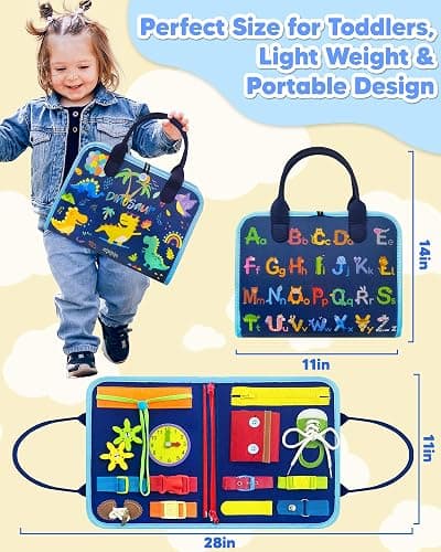 Exorany Busy Board Montessori Toys for Toddler Boy Birthday Gifts, Busy Book Sensory Learning Toys for Toddlers, Toddler Boy Airplane Car Travel Toy Educational Activities thumbnail 2