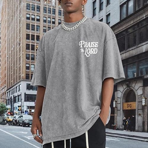 Wedsadl Christian Jesus Shirts for Men Religious Praise The Lord Bible Verse Shirt Oversized Graphic Tees Acid Wash Tshirt thumbnail 2