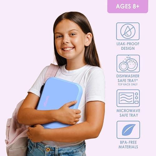 Bentgo Pop - Leak-Proof Lunch Box & Removable Divider for Ages 8+ & Teens - Lunch Container Holds 5 Cups of Food; 3-4 Compartments; Microwave/Dishwasher Safe; 2 Year Warranty (Periwinkle/Pink) thumbnail 4