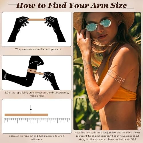 Masedy 6PCS Gold Arm Cuff Bracelets for Women Upper Armband Open Adjustable Wrist Arm Bangle Bracelets Set Minimalist Thin Stack Coil Swirl Trendy Armlet Jewelry thumbnail 5