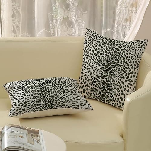 Leopard Pillow Covers 18x18 Pack of 2,Animal Skin Cheetah Print Sage Green Throw Pillow Covers Boho Modern Pillowcase Decoration Farmhouse Decorative Linen Cushion Cover Decor for Home Sofa thumbnail 5