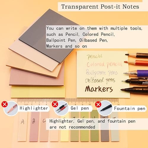 YOUDEFUL 800Pcs Transparent Sticky Note, 3"x3" Clear Sticky Note, Morandi | Waterproof Translucent Sticky Note for Books Annotation, Back to School Sticky Notes for Bible Study, School, Office thumbnail 4