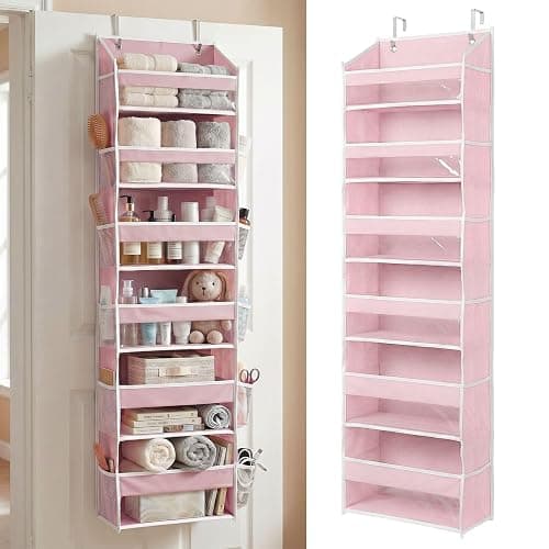 HOMELUX THEORY UPGRADED 6 Tiers Over The Door Organizer Hanging - 100D EXTRA THICK & 50lbs HUGE CAPACITY, 12 Side Mesh Pockets Over The Door Shoe Organizer, Hanging Closet Organizer (Baby Pink, 1pc) - Image 1