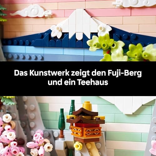 LEGO Art Japanische Kirschblütenlandschaft - DIY Set - Bauset für Erwachsene - 3D Wandkunst im Rahmen mit dem Fuji-Berg, Sakura (Kirschblüten) und Wasserfall - Geschenk für Männer und Frauen - 31218 thumbnail 4