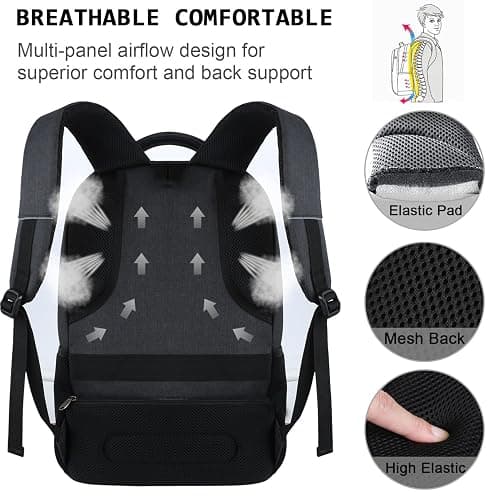 Volher Laptop Backpack,Business Travel Anti Theft Slim Durable Laptops Backpack,Water Resistant College Computer Bag for Women & Men Fits 15.6 Inch Laptop and Notebook - Black thumbnail 5