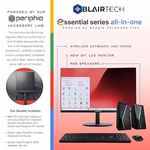 BlairTech All-in-One Desktop PC with 24" Monitor | Intel Core i5 | 8 GB RAM, 128GB SSD – Powered by Google ChromeOS Flex (Renewed), RGB Speakers, Wireless Keyboard & Mouse, WiFi & Bluetooth (Renewed) thumbnail 2