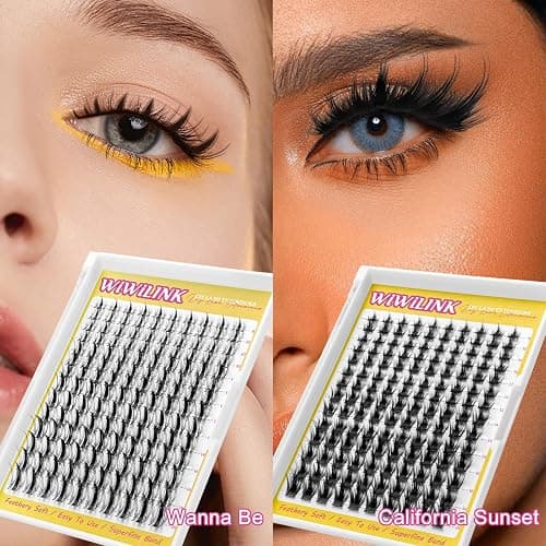 WiWiLINK California Sunset Lash Clusters, 8-18mm Manga Cluster Lashes Only | 0.3mm ultra-thin wispy spiky individual eyelash clusters with spikes, no glue or tools, for natural fairy anime DIY looks thumbnail 5