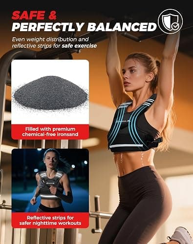 BAGAIL Adjustable Weighted Vest for Women & Men, 4-10lb/12-18lb/20-32lb Weight Vest for Home Workouts with 6 Ironsand Weights, Reflective Rucking Vest for Walking, Running, HIIT & Strength Training thumbnail 4