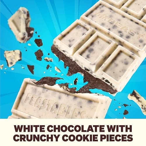 MrBeast Feastables Cookies & Creme Chocolate Bar, King Size, 10 Count, White Chocolate with Cookie Pieces, Fairtrade Cocoa, 2.1oz Each thumbnail 4