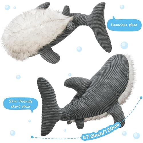MorisMos Great White Shark Stuffed Animal Plush Pillow, 47" Giant Mako Shark Toy for Kids, Adults,4ft Large Ocean Animal Gift for Marine Creature Lovers, Sea Life Decoration for Room, CE/CPC Certified thumbnail 2