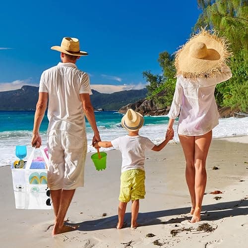 Yunaeduo Large Mesh Beach Bag - Lightweight & Foldable Family Beach Bag with 9 Pockets for Toys, Towels & Vacation Essentials thumbnail 6
