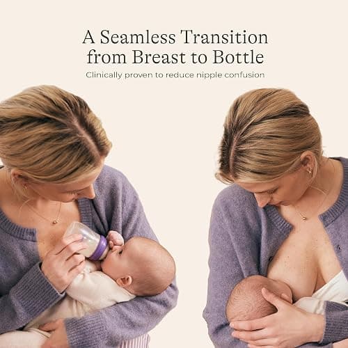 Lansinoh Anti-Colic Baby Bottles, BPA-Free Plastic, 8 Ounces, 3 Count, Medium Flow Nipples (Size M), Breastfeeding Bottle with NaturalWave Design, Baby Essentials thumbnail 6