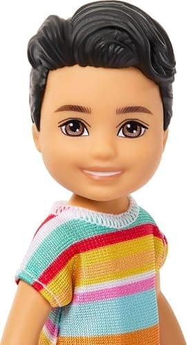 Barbie Club Chelsea Koji 6-Inch Boy Small Doll with Brunette Hair Wearing Removable Striped Shirt, Shorts & Shoes thumbnail 3