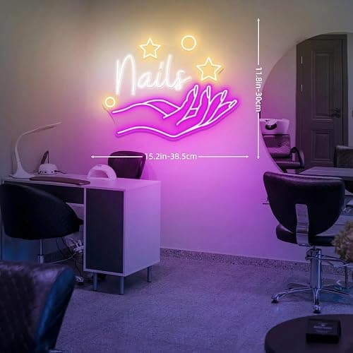 Nails Neon Sign, Nail Salon Neon Sign, Salon LED Light, Beauty Salon Decor, Manicure Station Lighting, Custom Nail Art Sign, Salon Grand Opening Gift, Gift for Nail Techs thumbnail 3