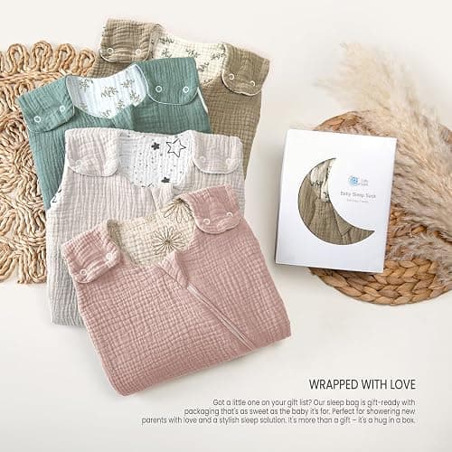 lulumoon Sleep Sack Muslin for Baby: Cotton Wearable Blanket for 3-9 Months - Soft Lightweight Ideal for Nursery Lounge Nighttime Naptime 6-12 Months thumbnail 2