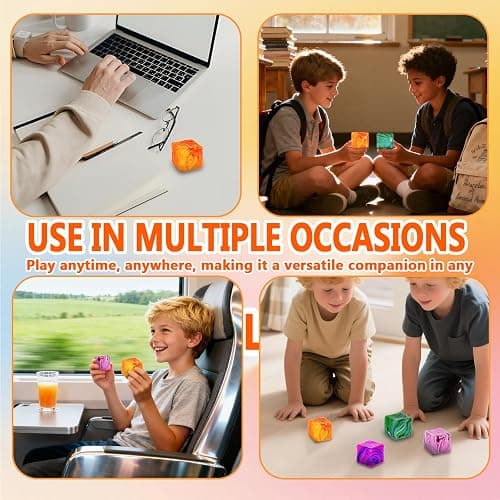 Happiorbit 4 Pack Soft Stress Relief Toy – Autism Stress Relief Toy, Squishy Fidget Cubes | Sensory Squeeze Toys for Kids & Adults, 1.97in, Durable Not Easy to Fall Off thumbnail 7