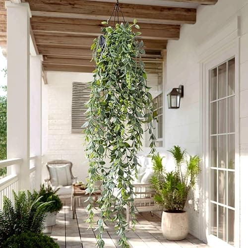 Yarmare Artificial Hanging Plant 2 Pcs Faux Plant Ivy Vine Faux Eucalyptus Vines Fake Potted Greenery for Wall Living Room Home Shelf Office Bathroom Outdoor Indoor Decor (Type 2) thumbnail 5