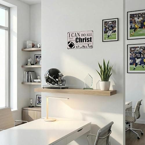 Funnysign Football Gifts I Can Do All Things Through Christ Philippians 4:13 Inspirational Bible Verse Tin Sign for Boys Room Man Cave Bedroom Living Room Decor 8 x 12 Inches (3926) thumbnail 5