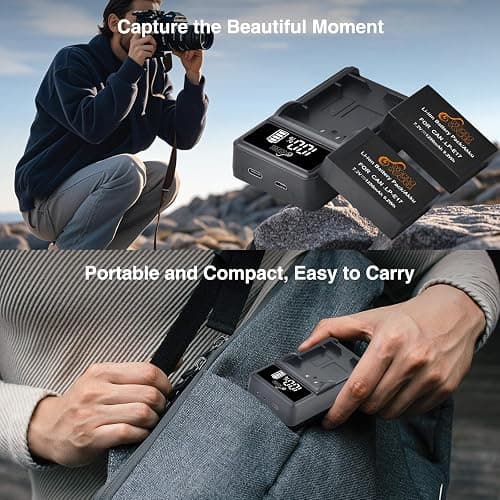 Pickle Power LP-E17 Battery 2-Pack and LED USB Charger for Canon EOS R50 R8 R10 RP, Rebel T8i T7i T6i T6s SL2 SL3, EOS M3, M5, M6, 200D, 77D, 750D, 760D, 800D, 8000D, KISS X8i Camera thumbnail 8