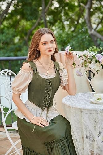 SCARLET DARKNESS Women's Renaissance Corset Tops Vintage Lace Up Overbust Bustier Bodice thumbnail 8