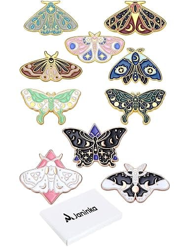 Janinka 10 Pcs Butterfly Enamel Pins Set Cute Enamel Backpack Lapel Pin Cool Horror Brooches for Steampunk Badge Jewelry thumbnail 2