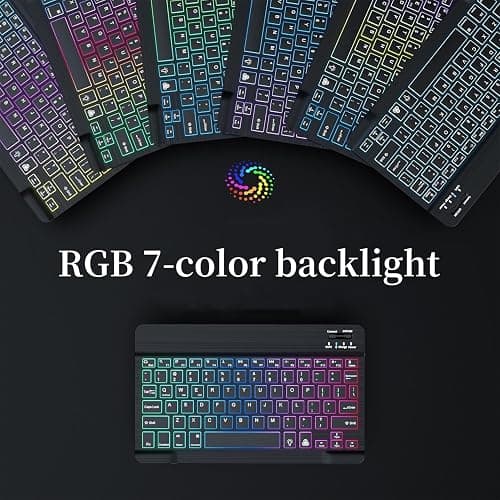 Disonbeir Backlit Keyboard Case for iPad 11th Gen A16 11 inch/iPad 10th Generation 10.9 inch Case with Colorful RGB Backlight Magnetic Detachable Keyboard Cute Candy Color,Pink+White thumbnail 3