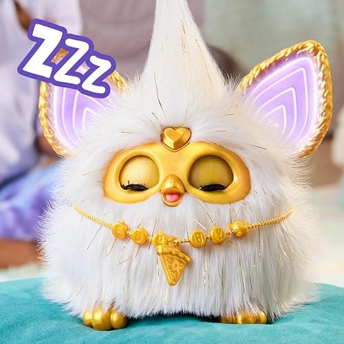 Furby Gold Glam Interactive Plush Toys for 6 Year Old Girls & Boys & Up, Voice Activated Animatronic, Speaks English & Furbish, White, Christmas Stocking Stuffers (Amazon Exclusive) thumbnail 5