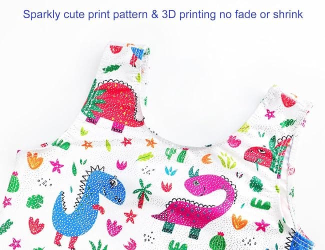 Domusgo Gymnastics Leotards for Girls Sparkly One-Piece Pro Kids Unitard Biketards with Shorts - Cartoon Dinosaur Biketard - 4T/5T thumbnail 4