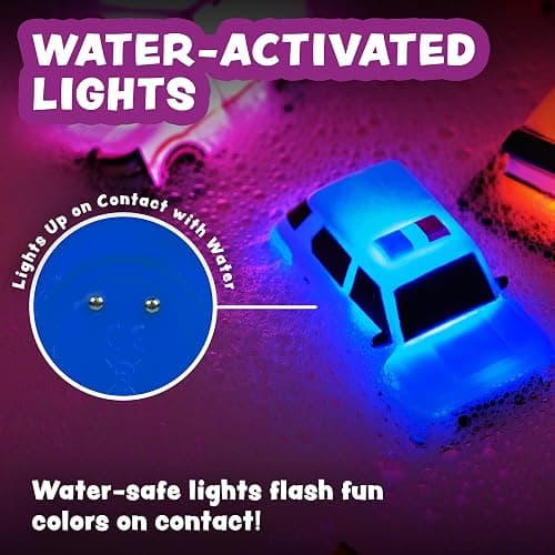 Tub Works® Emergency™ Cars Light Up Bath Toys, 12 Pack | Water-Activated Light Up Toys Flash & Change Color | Easy-Grip Baby & Toddler Bath Toys | Sensory Toys with Bath Lights for Kids Bath thumbnail 5
