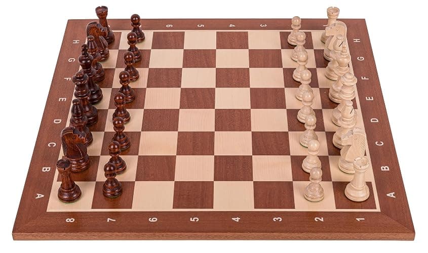 Square - Pro Turnier Schach Set Nr. 5 Mahagoni + 2 Extra Damen - Schachbrett + Schachfiguren Staunton 5 + Kasten - Schachspiel aus Holz thumbnail 2