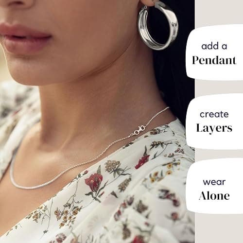 KISPER Solid 925 Sterling Silver Chain Necklace for Women Thin & Secure - Italian 1.6mm Diamond Cut Cable Link with Lobster Clasp - Made in Italy (16-30 Inch) thumbnail 3