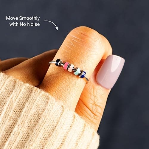STORYJEWELLERY Fidget Ring, Anxiety Rings for Women, Spinner Ring, Silent Spinning Stress Rings, Fidget Jewelry, Womens Gifts thumbnail 5