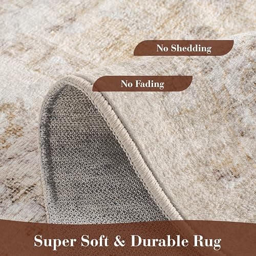 MontVoo-Area Rug 5X7 Rugs for Living Room-Beige Machine Washable Rug-Soft Living Room Rug-Vintage Non Slip Carpet-Rugs for Bedrooms Dining Room Living Room Office thumbnail 4