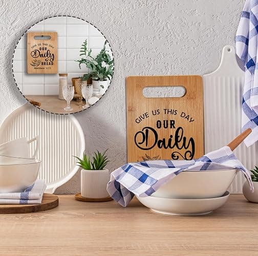 Absnfatu Christian Kitchen Decor, Give Us This Day Our Daily Bread Matthew 6:11 Bible Verse Cutting Board Chopping Board, Christian Religious Gifts for Women, Bamboo Cutting Boards for Kitchen thumbnail 2