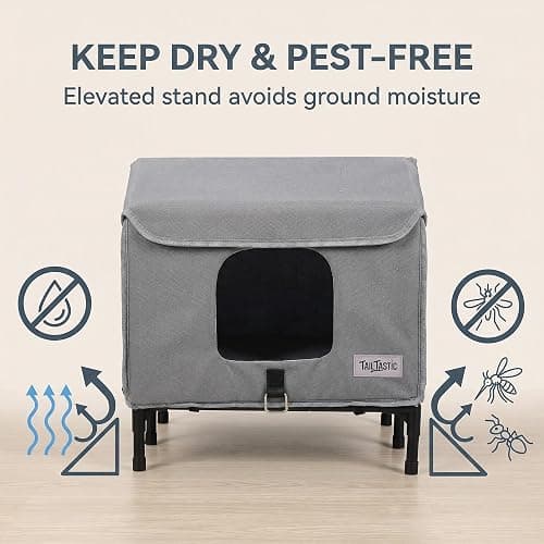 Outdoor Cat House Weatherproof for Spring Summer, Portable Cat Shelter for Stray Cats, No Installation Foldable Cat Tent Enclosure, Ventilated Pet House for Outside Camping Patio Garden（Unheated thumbnail 5