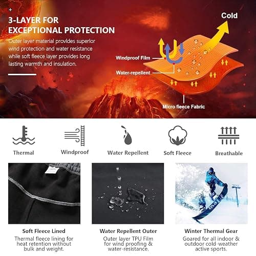 Womens Snow Pants Winter Fleece Lined Waterproof Soft Shell Insulated Outdoor Camping Travel ski Pants - 12 - 5022 Black thumbnail 6