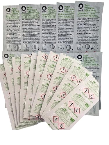 Oasis Water Purification Tablets (33mg) – Emergency Water Treatment for Camping, Hiking, Survival, and Travel – Fast-Acting Water Purifier for Safe Drinking Water – 200 Tablets - Image 1