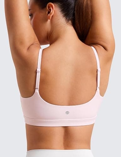 CRZ YOGA Butterluxe Scoop Neck Sports Bras | Light Support, Removable Pads, Yoga, Extremely Soft, U Back, Adjustable Spaghetti Straps, for Women thumbnail 3