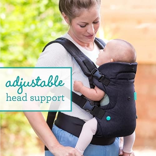 Infantino Flip Advanced 4-in-1 Baby Carrier - Ergonomic, Convertible, Face-in and Face-Out Front and Back Baby Carrier for Newborn to Toddler 8-32 lbs, Black - Black Denim thumbnail 7
