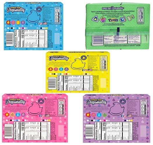 Smiling Sweets Marshmallow Peep Variety Pack - Smiling Sweets - One of Each Color - Blue, Pink, Green, Yellow, and Lavender - Delicious Classic Treats - Perfect for Easter Baskets (Pack of 5) thumbnail 2