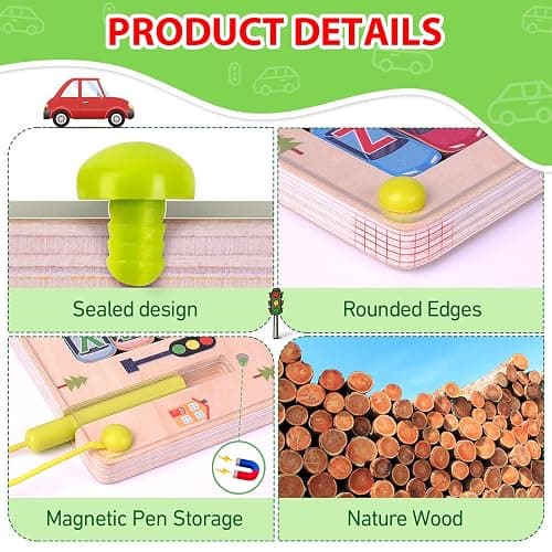 Scuwtocn Wooden Magnetic Alphabet Maze Letter Puzzle, Montessori Fine Motor Skills Toys for Boys Girls 3 4 5 Years Old, ABC Learning Toys for Kids Age 3+, Christmas, Birthday Present thumbnail 6