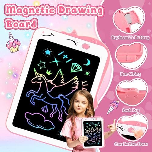 Teriph LCD Writing Tablet for Kids, Unicorn Girl Toys, Toddlers Toys Drawing Board, Educational Doodle Pad Kid Toys for 3 4 5 6 7 8 Year Old Girls Boys Easter Birthday Party Xmas Gift, 8.5inch thumbnail 4