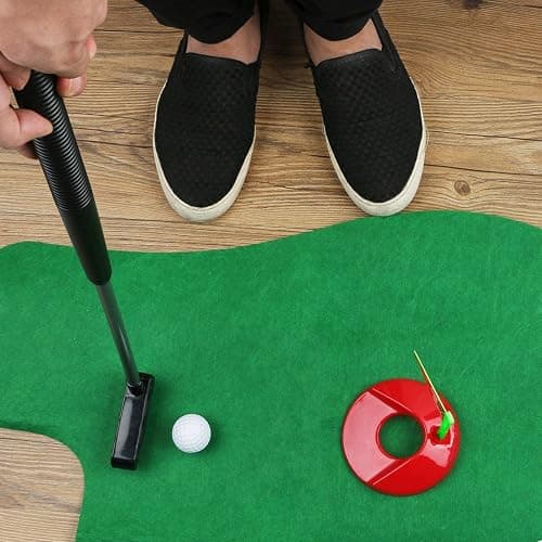 Golf Toy Set Toilet Game Golf Toy, Toilet Golf Mini Suit Leisure Sports Toy-Bathroom Mini Putter Golf Game Mat Set thumbnail 3