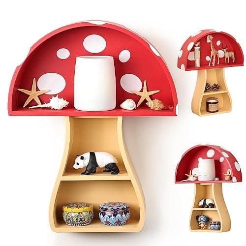 Fungi Fun Floating Mushroom Shelf, Fun & Whimsical Wall Decor for Nursery, Bedroom, Kitchen & Bathroom, Unique Wall Shelves for Living Room - Adorable Mushroom Stuff & Room Decor, Ideal for Gifts - Image 1