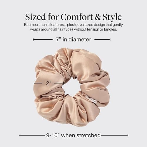 Kitsch Pillow Satin Scrunchies for Women - Hair Ties No Damage, No Crease Hair Accessories | Perfect for Day or Night | Ideal Gifts for Women - Blush, 4pcs thumbnail 5