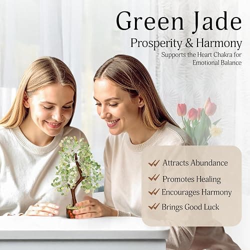YATSKIA Green Jade Crystal Tree | Feng Shui Tree | Healing Crystals | Bookshelf Decor | Bedroom Decor for Women | Crystal Gifts | Birthday Gifts for Women | 10 Inch thumbnail 3